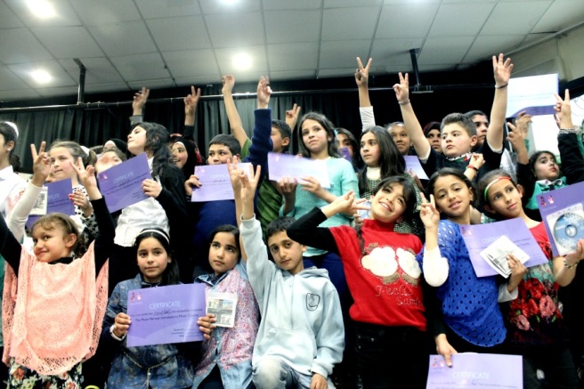 Nablus children after their song presentations.